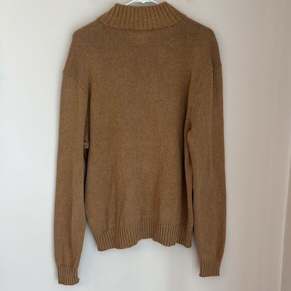 Ralph Lauren Men Women Unisex knit pullover Brown Zip-Up quarter zip Sweater LG - Picture 8 of 8